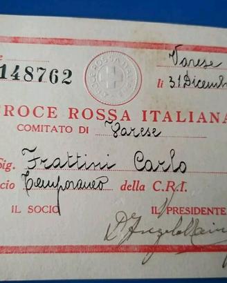 Tessera Croce rossa + busta ufficiale anni 30