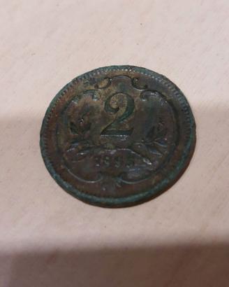 Moneta Austriaca 2 Heller 1895