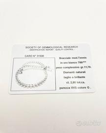 Tennis oro 18KT diamanti ct 2.80 tot, VVS G