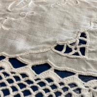 Coperta matrimonie intarsiata  su lino con cot Dmc