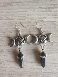orecchini pendenti stile Wicca con pendente onice