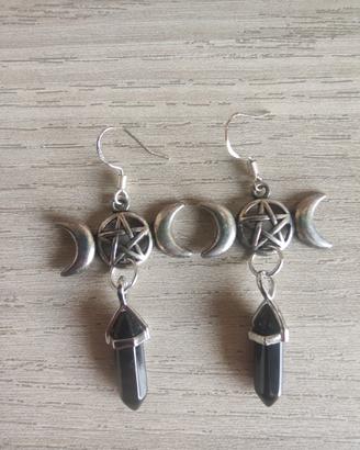 orecchini pendenti stile Wicca con pendente onice
