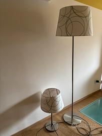 Coppia Piantana e abat-jour in metallo spazzolato