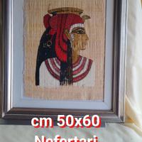 PAPIRO DIPINTO NEFERTARI VINTAGE CON CORNICE
