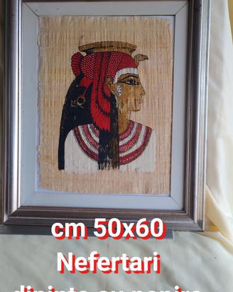 PAPIRO DIPINTO NEFERTARI VINTAGE CON CORNICE