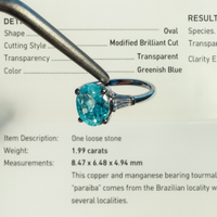 Oro 18K con Paraíba 1,99 ct (GIA) e diamanti F/VS