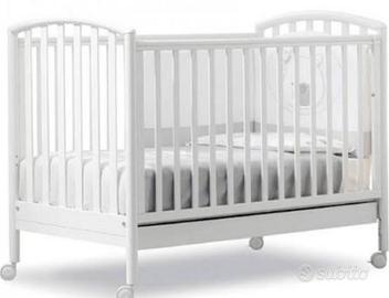 Lettino Pali in legno bianco con cassettone