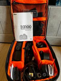 Nikon D3100 reflex con 3 obiettivi + flash