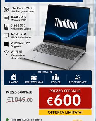 Lenovo ThinkBook 14 G8 IRL | Intel Core 7 | Nuovo
