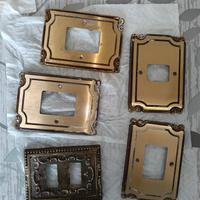 Set 5 placche interruttori vintage in ottone