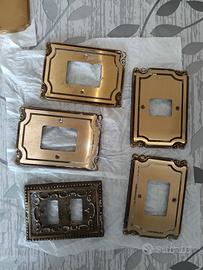 Set 5 placche interruttori vintage in ottone