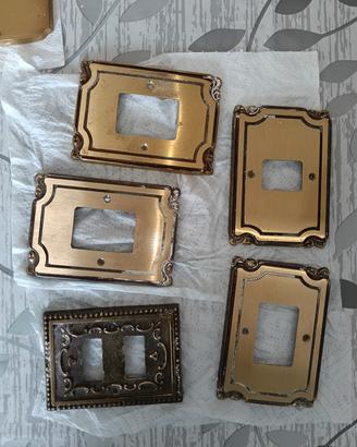 Set 5 placche interruttori vintage in ottone