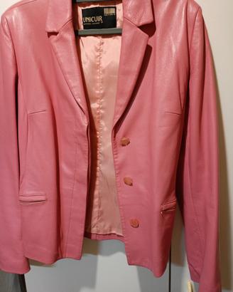 Giacca in Vera Pelle/ Rosa Antico Y2K Taglia 42  