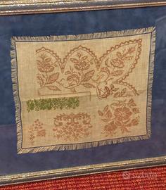 Ricamo bizantino punto croce tela fine ‘800