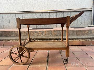 CARRELLO PORTAVIVANDE VINTAGE IN LEGNO MASSELLO