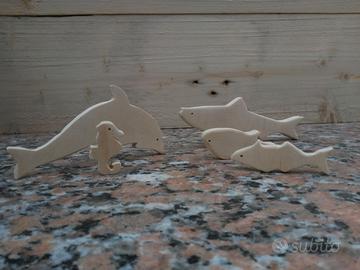 giocattoli pesci in legno naturale