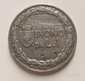 Moneta antica Buono da una Lira 1924