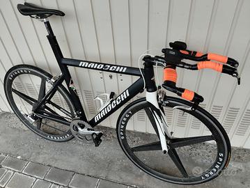 bici da crono Maiocchi -ruote in carbonio Spinergy