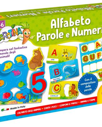 Gioco educ. in scatola alfabeto parole e numeri