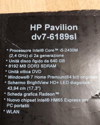 PC HP non funzionante - per ricambi o riparazione 