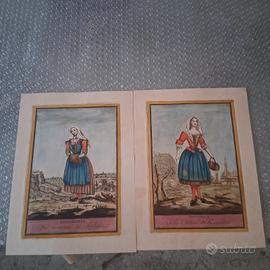 incisioni del 700 dipinte a mano