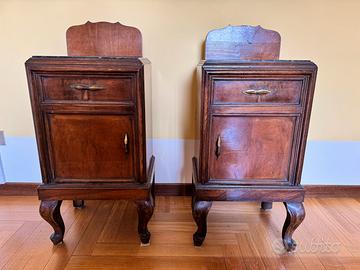 Coppia comodini epoca vintage top marmo nero