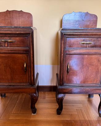 Coppia comodini epoca vintage top marmo nero