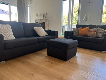 Coppia divani con pouf contenitivo