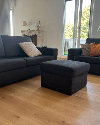 Coppia divani con pouf contenitivo