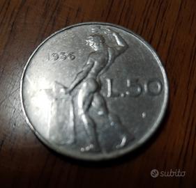 Moneta 50 lire italiane anno 1956