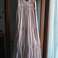 abito lungo rosa cipria