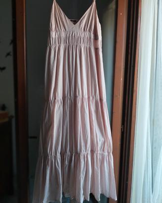abito lungo rosa cipria