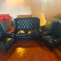 Salottino pelle blu inglese per bambini