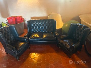 Salottino pelle blu inglese per bambini