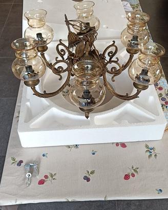 Lampadario antico FBAI in ottone