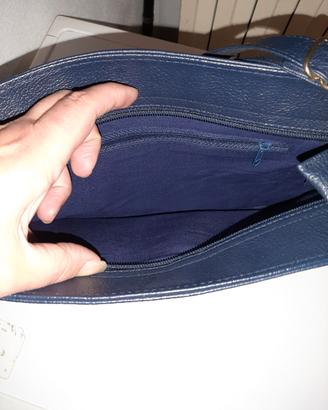 borsa in pelle color blu scuro 