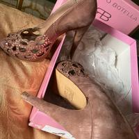 Scarpe spuntate plateau camoscio mis.38donna