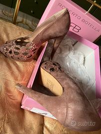 Scarpe spuntate plateau camoscio mis.38donna