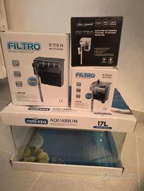 Acquario completo (17litri con  filtri e lampada)