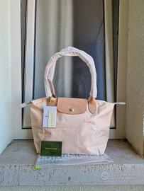 borsa Longchamp taglia M rosa / beige