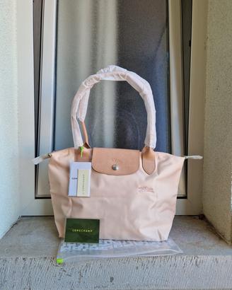 borsa Longchamp taglia M rosa / beige