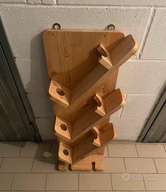 Porta calici e bottiglia in legno