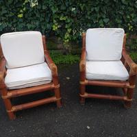 COPPIA POLTRONE VINTAGE IN BAMBOO DA GIARDINO