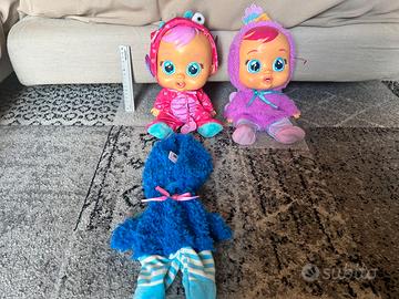 2 Bambole Cry Babies grandi + vestitino ricambio