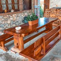 TAVOLO  RUSTICO ARTIGIANALE GRANDISSIMO CON PANCHE