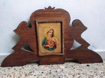 Pannello antico in legno con Madonna cm 80x43