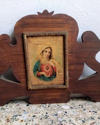 Pannello antico in legno con Madonna cm 80x43