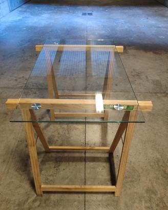 Piano vetro con cavalletti 