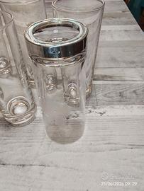 set di 6 bicchieri in cristallo con base argento