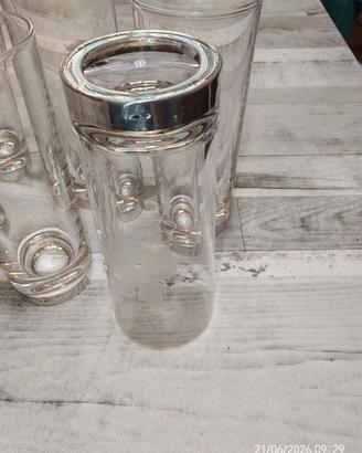 set di 6 bicchieri in cristallo con base argento